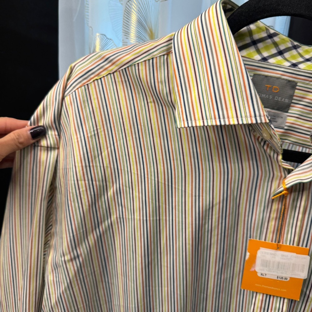 Thomas Dean Multicolor Striped Button Down Shirt - Picture 2 of 4